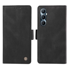 YIKATU YK-005 For Realme C65 4G Case Card Holders Skin-Touch Leather Magnetic Clasp Phone Cover - Black