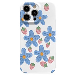 For iPhone 14 Pro Max Cell Phone Cover Oil Painting Blue Flowers Hard PC Anti-Scratch Case