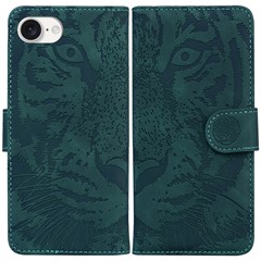 For iPhone 17e / 16e Case Wallet Style Tiger Pattern PU Leather Phone Cover - Green