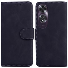 For Oppo A60 4G Case Magnetic Clasp Solid Color Leather Phone Cover - Black