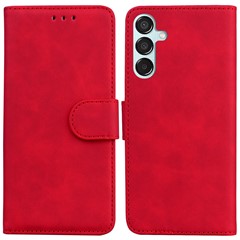 For Samsung Galaxy M15 5G / F15 5G Case Solid Color Leather Card Holder Stand Phone Cover - Red