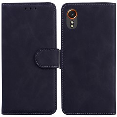 For Samsung Galaxy Xcover7 Case Shockproof Solid Color Leather Flip Phone Cover - Black