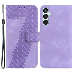 For Samsung Galaxy M15 5G / F15 5G Case Leather Wallet Stand Cover Imprint 7-Shape - Purple