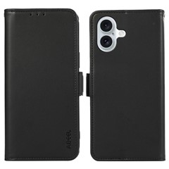 ABEEL For iPhone 16 Stand Case RFID Blocking Leather Wallet Phone Cover - Black