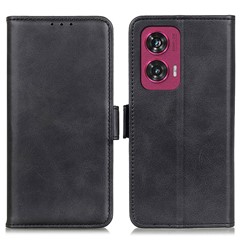 For Motorola Edge 50 Fusion 5G Wallet Case Side Magnetic Clasp Leather Phone Cover - Black