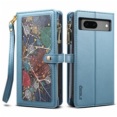 ESEBLE Galaxy Series For Google Pixel 8a Case Leather Pattern  RFID Blocking Phone Cover - Blue
