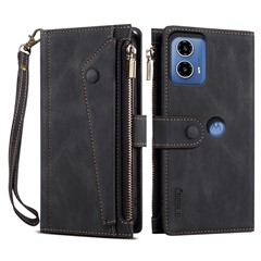 ESEBLE Star Series For Motorola Edge 50 Fusion 5G Case Wallet Zipper PU Leather Phone Cover - Black