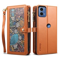 ESEBLE Galaxy Series For Motorola Edge 50 Fusion 5G Case RFID Blocking Leather Phone Cover - Brown