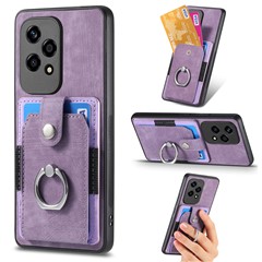 D2 for Honor 200 Lite Case Card Slots Retro PU+TPU Cover with Kickstand - Purple
