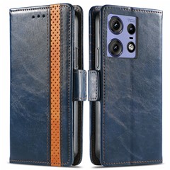 For Motorola Edge 50 Pro 5G Phone Cases CASENEO PU Leather Cover Stand with RFID Blocking Wallet - Dark Blue