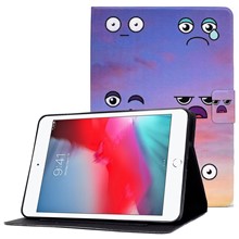 For iPad mini (2019) 7.9 inch / iPad mini 4 / 3 / 2 / 1 Pattern Printing PU Leather Tablet Case Adjustable Stand Shockproof Cover - Facial Expression