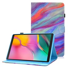 For Samsung Galaxy Tab A 10.1 (2019) (T510 / T515) Stitched Pattern Printed Tablet Case Magnetic Closure PU Leather Tablet Cover Stand with Card Slots -  Colorful Marble