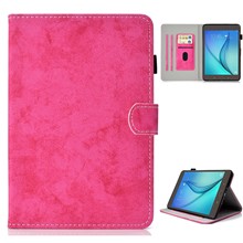 For Samsung Galaxy Tab A 8.0 SM-T350 / T355C (2015) Cloth Texture PU Leather Tablet Case Anti-drop Stand Cover with Card Holder - Rose