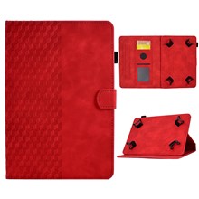 Anti-Scratch Case for Universal 10 inch Auto Wake / Sleep Tablet Leather Cover Pattern Imprinted Solid Color Protective Case with Card Slots / Stand - Red
