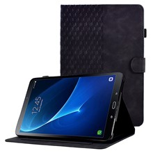 For Samsung Galaxy Tab A 10.1 (2016) (T580 / T585) Auto Wake / Sleep Shockproof Case Pattern Imprinted Anti-Drop Case Solid Color Tablet Leather Cover with Card Slots / Stand - Black