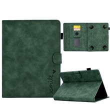 Pattern Imprinted Case for 8-inch Tablet, Card Slot Design PU Leather Folio Stand Cover with Pen Holder, Support Auto Sleep / Wake - Green