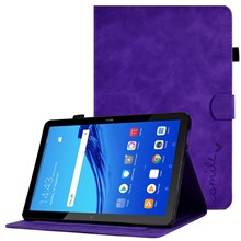 For Huawei MediaPad T5 10.1 Pattern Imprinted Smart Tablet  Case PU Leather Card Slots Folio Stand Cover with Pencil Holder - Purple