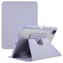 For iPad Pro 11 (2018) / (2020) / (2021) / (2022) Shockproof Tablet Case PU Leather + TPU + Acrylic Anti-Fall Protective Cover with Rotary Kickstand - Purple