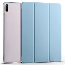 For Huawei MatePad 11 (2021) PU Leather Tri-Fold Stand Folio Shockproof Case Auto Sleep / Wake Smart Tablet Cover with Pencil Holder - Baby Blue