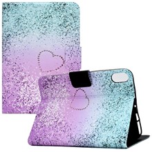 For iPad (2025) / 10.9 (2022) Pattern Printing PU Leather Tablet Case Folding Stand Folio Cover with Card Holder - Love Quicksand