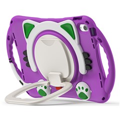 For iPad (2025) / 10.9 (2022) Protective Case PC + Silicone Case Anti-Drop Tablet Cover with Rotating Kickstand Handle - Purple