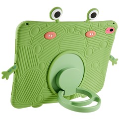 For iPad (2025) / 10.9 (2022) Shockproof Tablet Case Cartoon Frog Design Silicone + PC Kickstand Anti-Drop Cover