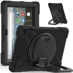 For Amazon Fire HD 8 (2022) / HD 8 (2024) Bump Proof Tablet Case PC+Silicone Protective Cover with Kickstand - Black