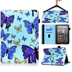 For Amazon Kindle 11th Gen (2022) PU Leather Book Style Flip Tablet Case Pattern Printing Card Holder Shockproof Cover with Elastic Band - Butterflies