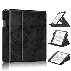 For Amazon Kindle Scribe Solid Color Tablet Case Textured Surface Anti-scratch Magnetic Absorption Tablet Cover with 360-degree Rotary Kickstand - Black