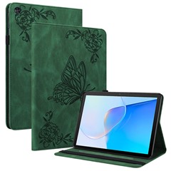 For Huawei MatePad SE 10.4 inch Flip Cover, Butterfly Flower Imprinted PU Leather Card Holder Stand Tablet Case with Pencil Holder - Green