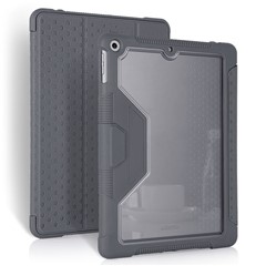 Leather Case for iPad 10.2 (2021) / (2019) / (2020), Tri-fold Stand Pen Slot TPU + PC Transparent Tablet Case - Grey