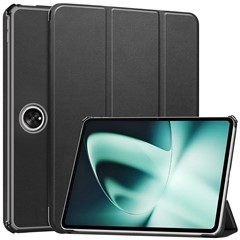 For OnePlus Pad Tri-fold Stand Tablet Case Auto Wake / Sleep Tablet Leather Cover - Black