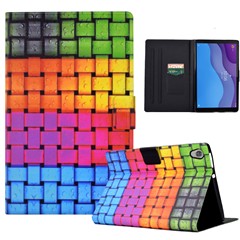 Shockproof Case for Lenovo Tab M10 HD Gen 2 (X306X) PU Leather Cover Pattern Printed Tablet Case with Stand  /  Card Slots - Knitted Strip