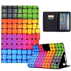 Leather Flip Cover for Amazon Fire 7 (2022) Pattern Printed Tablet Case Anti-Drop Shockproof Card Slots Cover - Knitted Strip