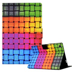 For Samsung Galaxy Tab A7 Lite 8.7-inch T220 / T225 Tablet Case Pattern Printed Leather Cover with Card Slots - Knitted Strip
