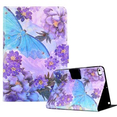 For iPad Air (2013) / Air 2 / iPad 9.7-inch (2017) / (2018) Case Pattern Printed Leather Flip Cover Anti-Drop Tablet Shell - Peony Butterfly