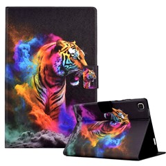 Leather Case for Samsung Galaxy Tab A7 10.4 (2020) / (2022) T500 / T505 Pattern Printed Folio Flip Tablet Cover with Card Holder - Colorful Tiger