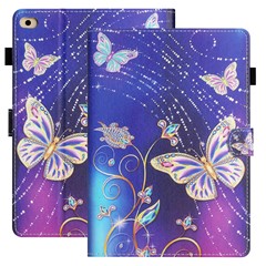 For iPad Mini / Mini 2 / 3 / 4 / 5 Shockproof Case Pattern Printing PU Leather Flip Cover with Card Slots, Pencil Holder - Blue Butterfly