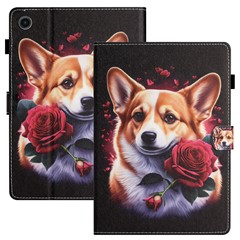 Protective Case for Lenovo Tab M10 Plus (3rd Gen) Pattern Printing Tablet Shell Anti-Fall PU Leather Flip Cover - Dog