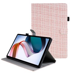 For Xiaomi Redmi Pad Woven  /  Grid Pattern Tablet Case PU Leather Flip Stand Shockproof Cover - Woven Pink