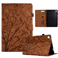 For iPad 10.2 (2021) / (2020) / (2019) / iPad Air 10.5 inch (2019) / Pro 10.5-inch (2017) Tablet Case Imprinted Leather Cover with Stand Card Holder - Brown