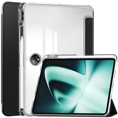 For OnePlus Pad Auto Sleep / Wake Case PU Leather + TPU + Acrylic Stand Transparent Tablet Cover with Pen Slot - Black