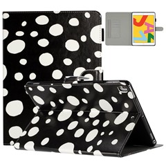 For iPad 10.2 (2021) / (2019) / (2020) / iPad Pro 10.5-inch (2017) PU Leather Case Dot Printing Anti-Drop Tablet Cover - Black / White Dot