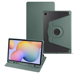 For Samsung Galaxy Tab S6 Lite (2024) / S6 Lite (2022) / S6 Lite (2020) Anti-Drop Tablet Case Stand PU Leather Acrylic Cover - Blackish Green