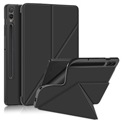 Origami Stand Case for Samsung Galaxy Tab S10+ Wi-Fi SM-X820 SM-X826B / Tab S9+ SM-X810 (Wi-Fi), SM-X816B (5G Global), SM-X818U (5G US) PU Leather Smart Tablet Cover - Black