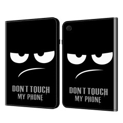 For Samsung Galaxy Tab A9+ Elastic Band Closure Shockproof Case Pattern Printing PU Leather Flip Tablet Cover with Stand - Don't Touch My Phone