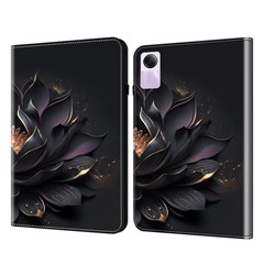 For Xiaomi Redmi Pad SE Case Stand Card Slot Pattern Printing PU Leather Tablet Cover - Purple Lotus