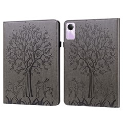 For Xiaomi Redmi Pad SE Case Imprinted PU Leather Tablet Cover with Card Slots - Grey