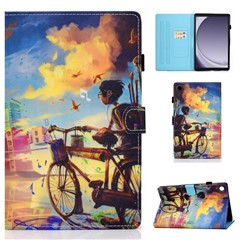 For Samsung Galaxy Tab A11 / A9 PU Leather Case Stand Card Holder Pattern Tablet Cover - Bike Boy