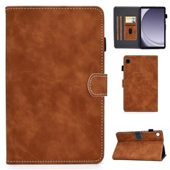 For Samsung Galaxy Tab A11+ / A9+ Stand PU Leather Case Tablet Cover with Card Slot - Brown